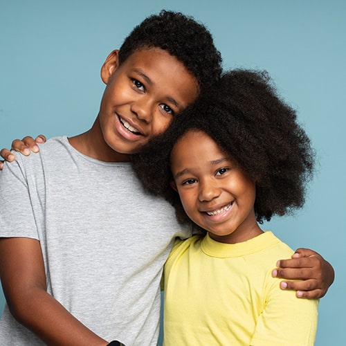 Brother and sister at Smile Arc Pediatric Dentistry in San Diego, CA